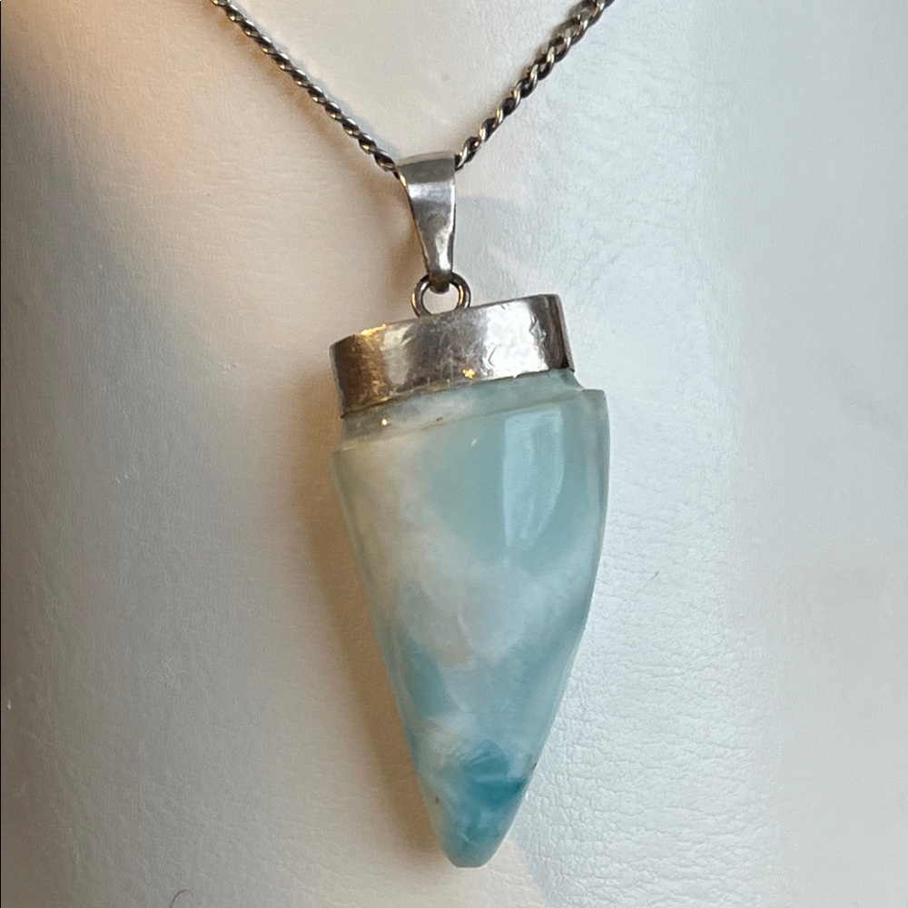 Larimar stone and s.silver pendant. Unisex